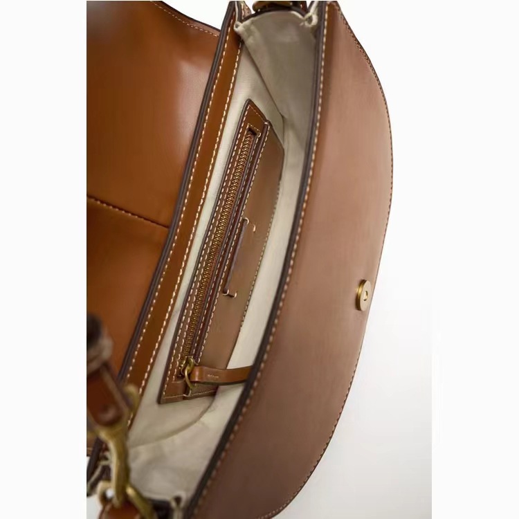 Solid Color Pattern All Seasons Season Women's Pu Leather Solid Color Classic Style Sewing Thread Semicircle Magnetic Buckle Flip Cover Crossbody Bag