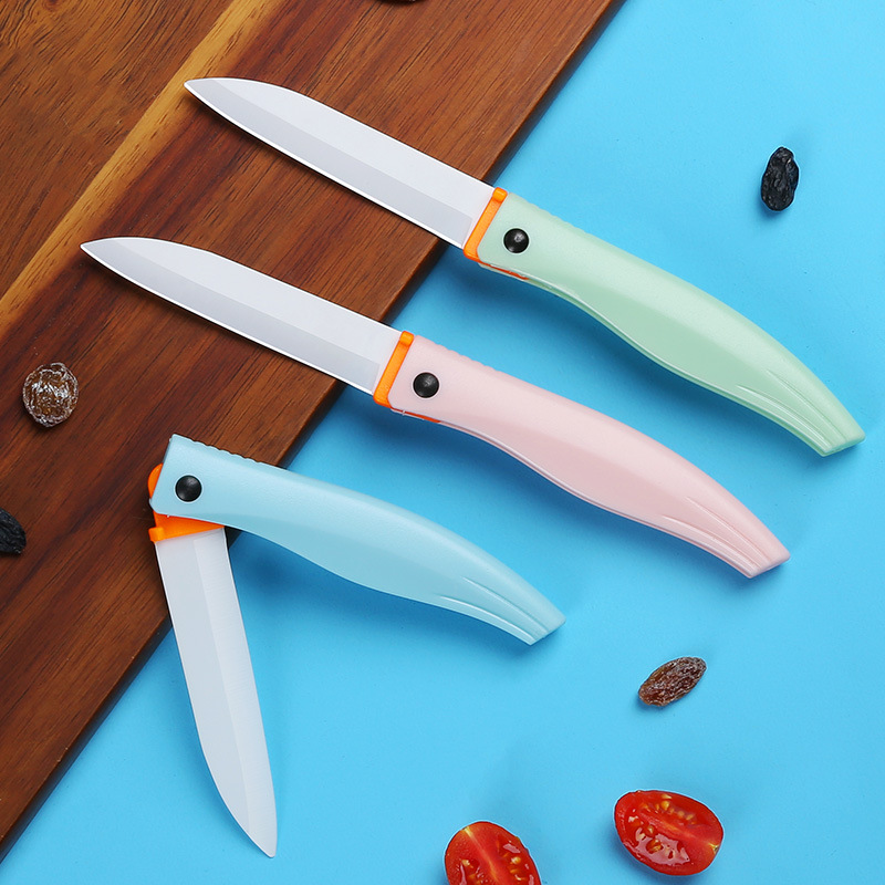Ceramic fruit knife, foldable home-use portable ceramic knife, for cutting fruits and vegetables, small kitchen knife, baby food peeling fruit knife