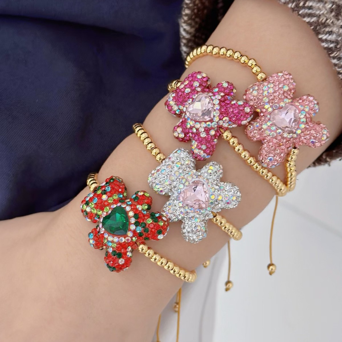 Beaded Chain Chain Type 1 Piece Quantity Wholesale Jewelry Casual Elegant Cute Bear Artificial Crystal Copper Crystal Inlay Bracelets