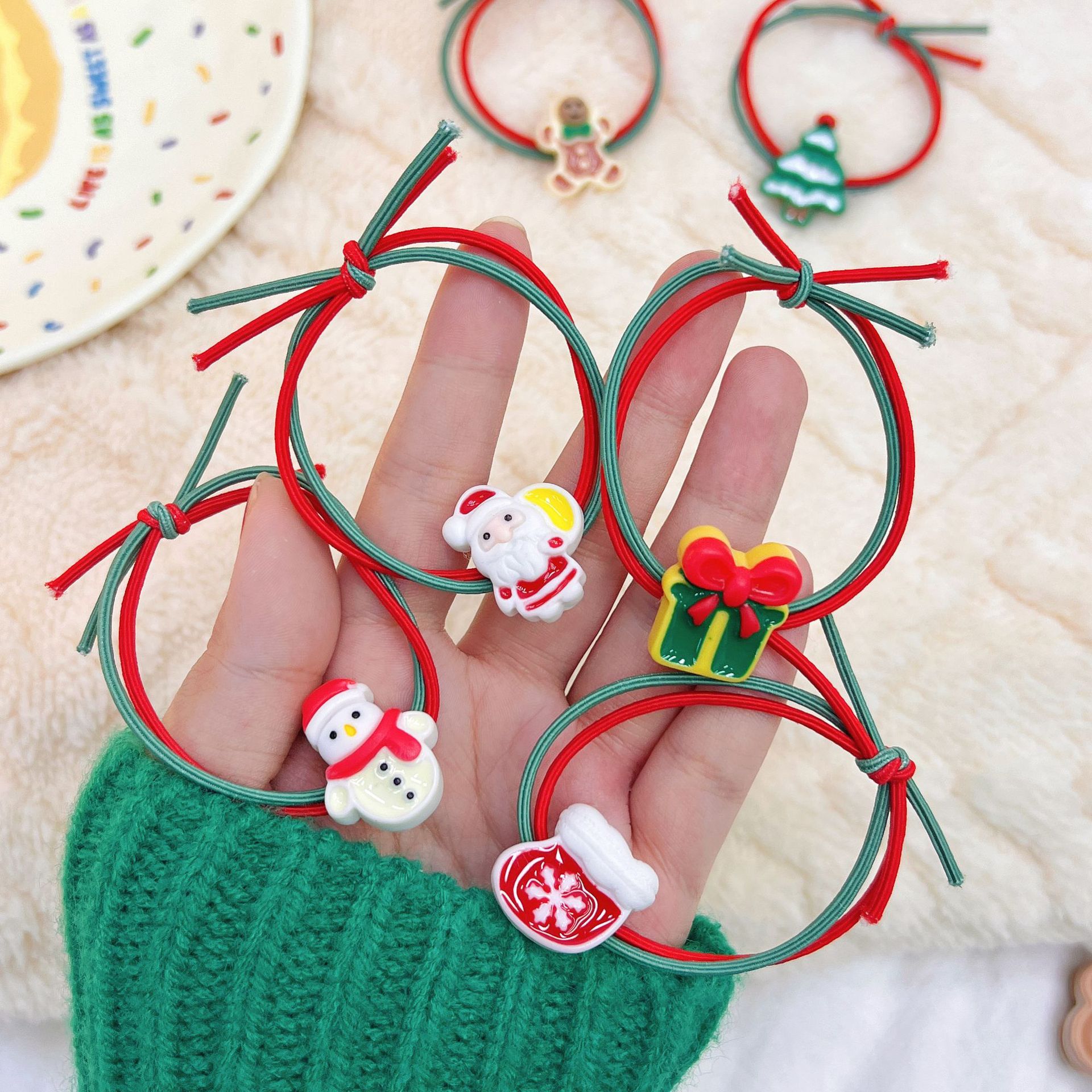 Fashion Santa Claus Gingerbread Snowman Elastic String Handmade Hair Tie 1 Piece display picture 2