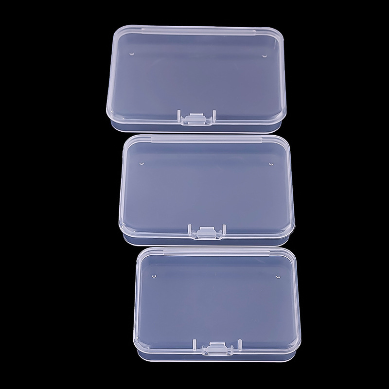 Amazon Flat Box Transparent Pp Rectangular Box Nail Art Jewelry Box Card Stationery Packaging Plastic Storage Box with Lid