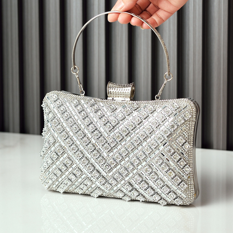 Bolso de cena de diamantes con incrustaciones de estilo explosivo, bolso de banquete de alta gama de color, bolso de diamantes de imitación de moda europea y americana, bolso de comercio electrónico transfronterizo para mujer