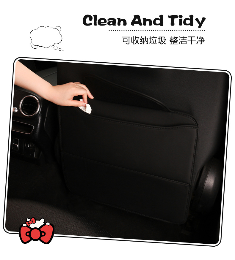 Casual Ladies Cute Cartoon Car Seat Back Anti-Kick Pad Car Rear Seat Back Anti-Fouling Pad with Storage