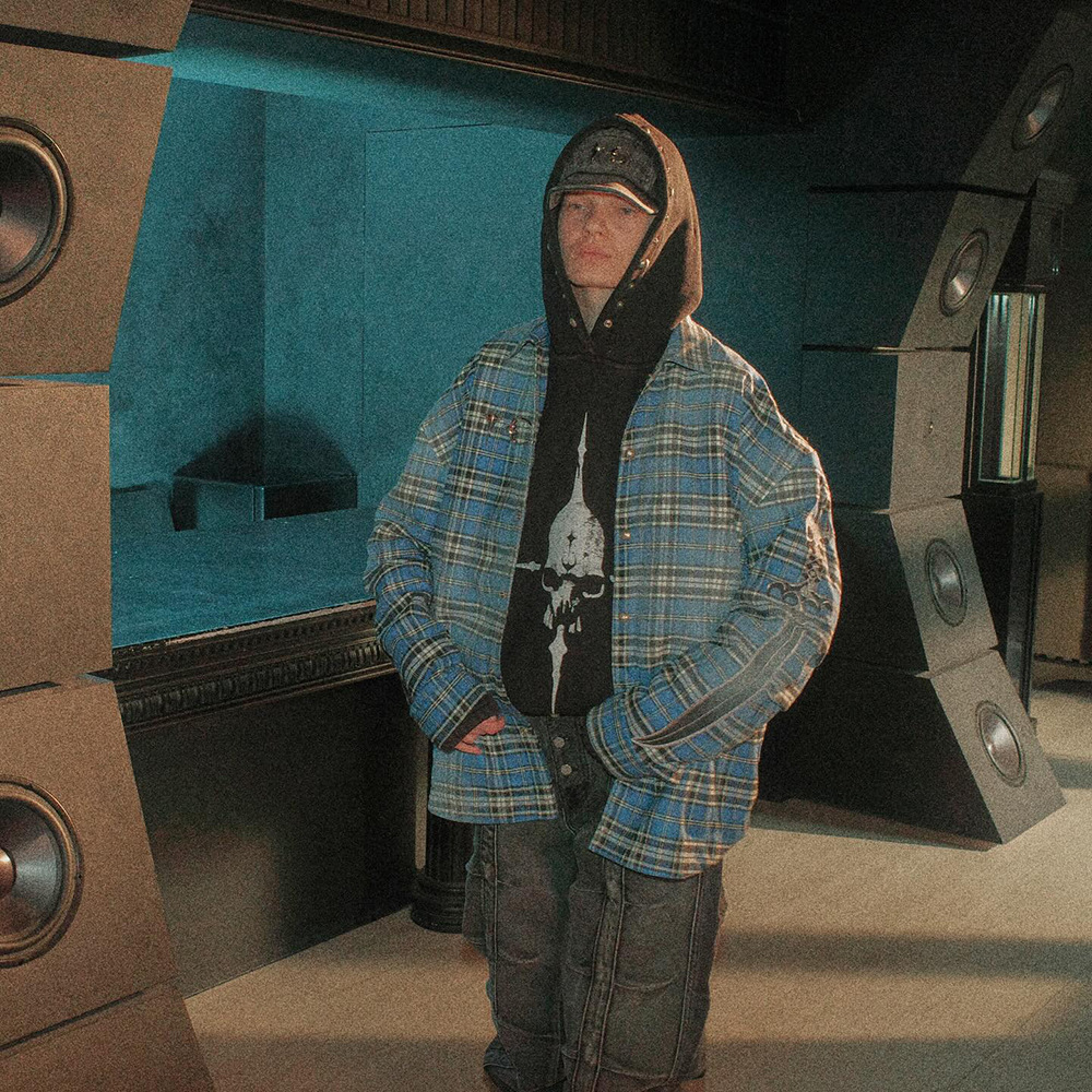 High Street THUG CLUB lavado de agua hace viejos remaches de calavera cruzada para hombres sueltos versátiles chaquetas con capuzas