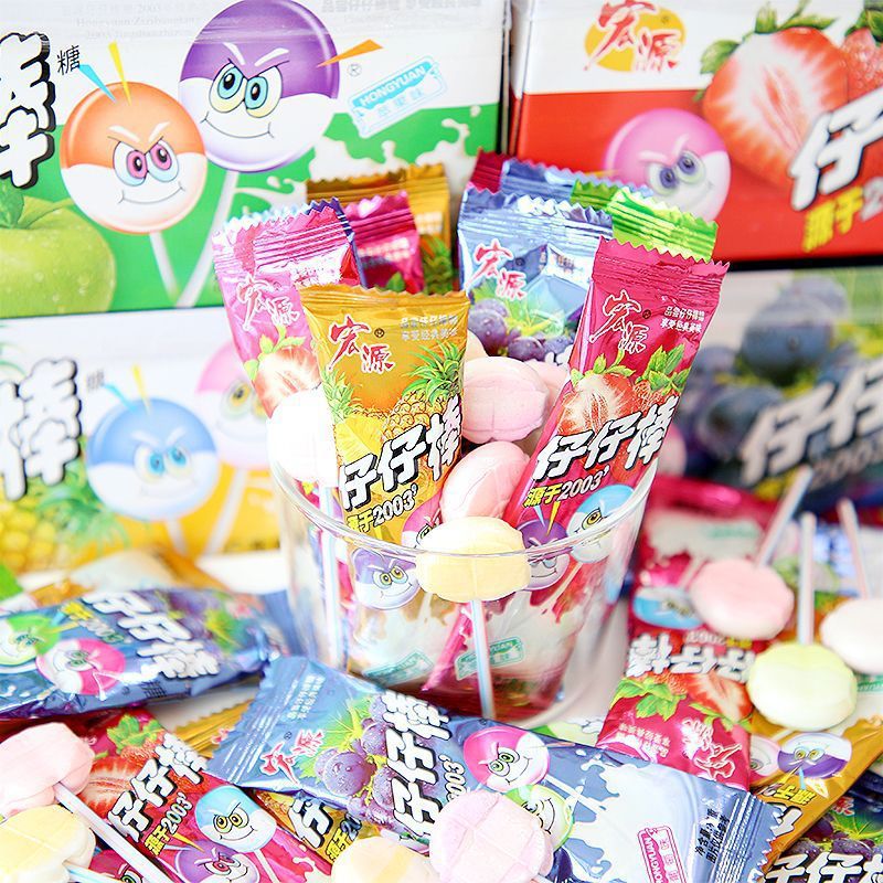 宏源仔仔棒アメ卸売り高颜値児童硬糖子棒混合味キャンディー箱卸売り