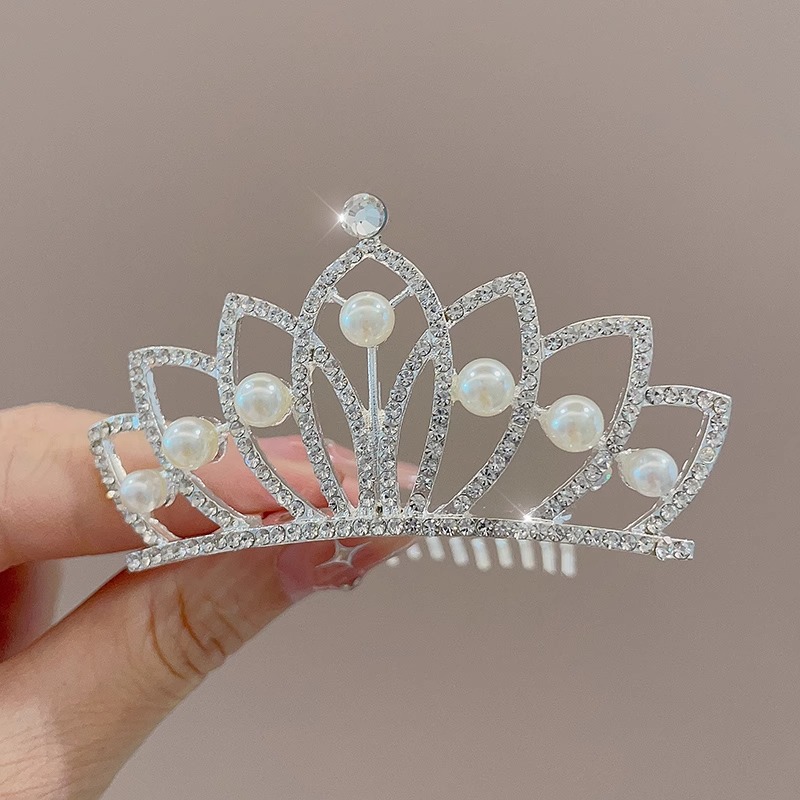 Chica de cumpleaños corona rhinestone peine del pelo lindo poco princesa cabeza accesorios para el cabello niña temperamento insertar peine bebé niña horquilla