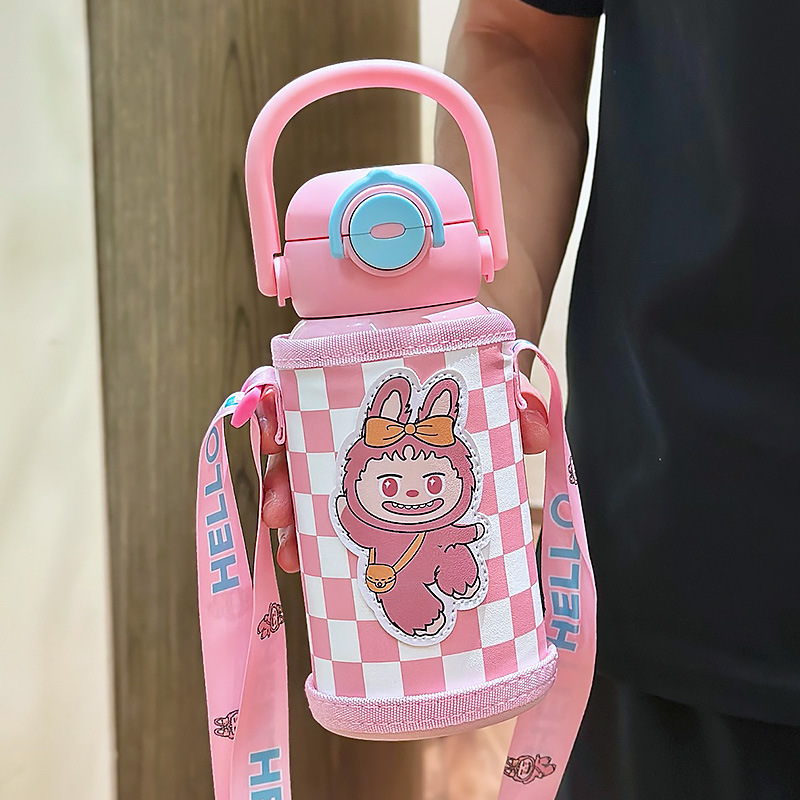 Nuevo doble bebida de acero inoxidable 316 alto valor facial lindo conejo portátil paja dibujos animados taza de agua para niños taza de agua para estudiantes