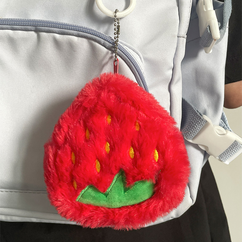 Cute Style Unisex Fruit PP Cotton Plush Zipper Coin Purses