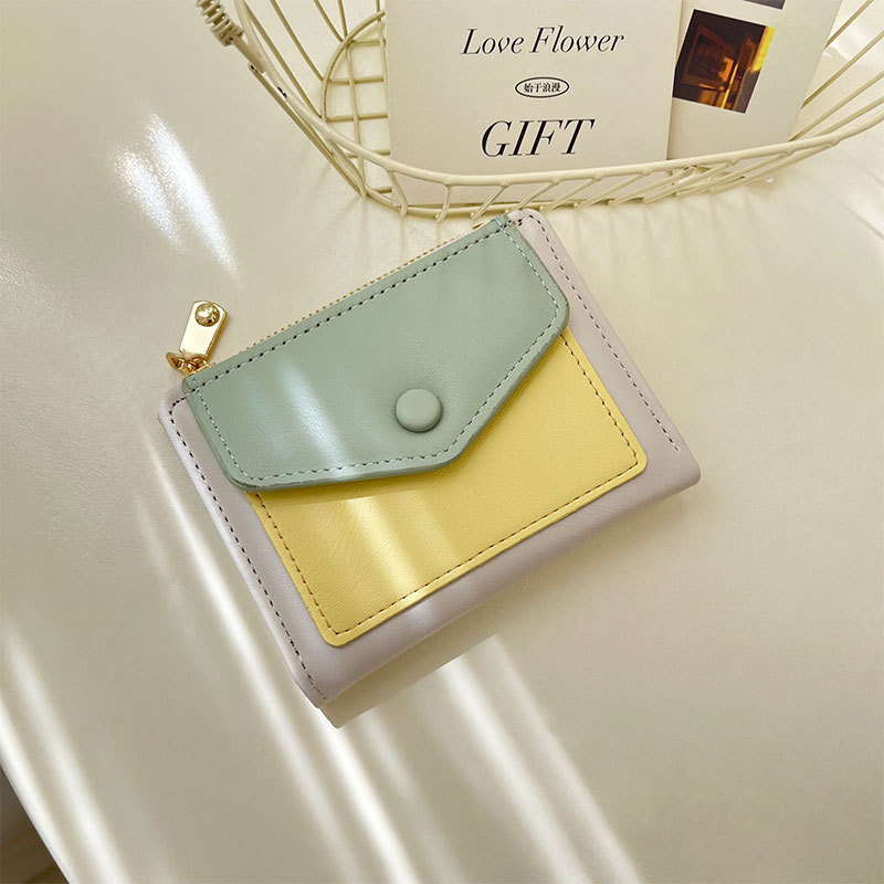 Cartera coreana transfronteriza billetera de cremallera a juego de color para mujer ins estudiante multifuncional de gran capacidad monedero titular de la tarjeta monedero en stock