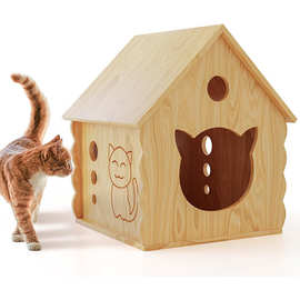 跨境木屋猫窝别墅四季通用中小型犬网红猫屋小宠兔子屋舍繁殖猫笼