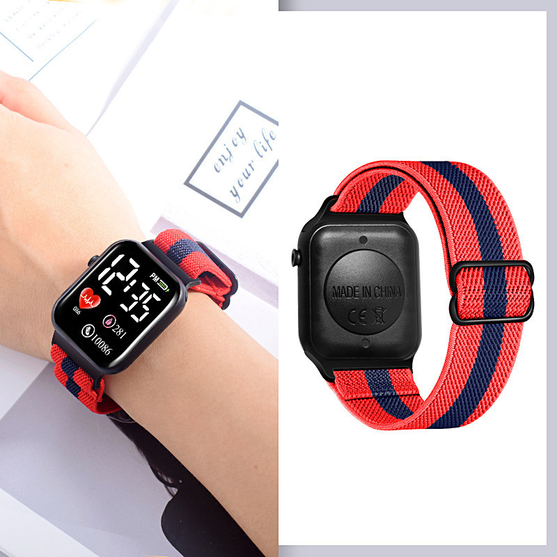 Nuevo bolso de lona colorido LED pequeño reloj cuadrado deportes al aire libre multifuncional impermeable estudiante hombres y mujeres reloj electrónico