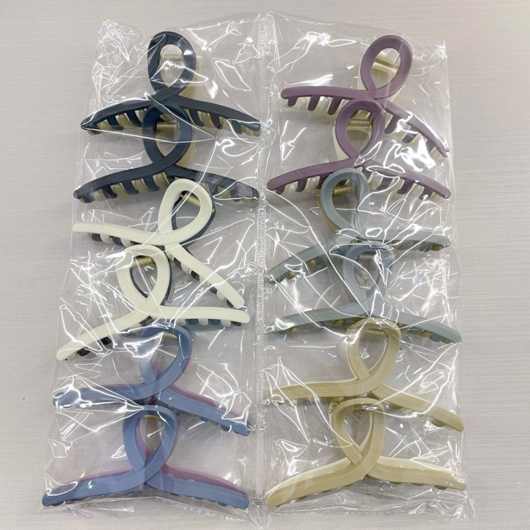 Oufeile superficie de dos colores AB textura esmerilada agarre cuchara trasera femenina alta Cola de Caballo tiburón clip accesorios para el cabello horquilla al por mayor