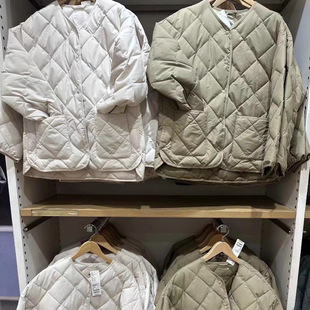 Youjia Yanye Autumn and Winter Women's Diamond Plaid Air Cotton-padded Jacket Casual Crewneck Jacket Jacket 469864