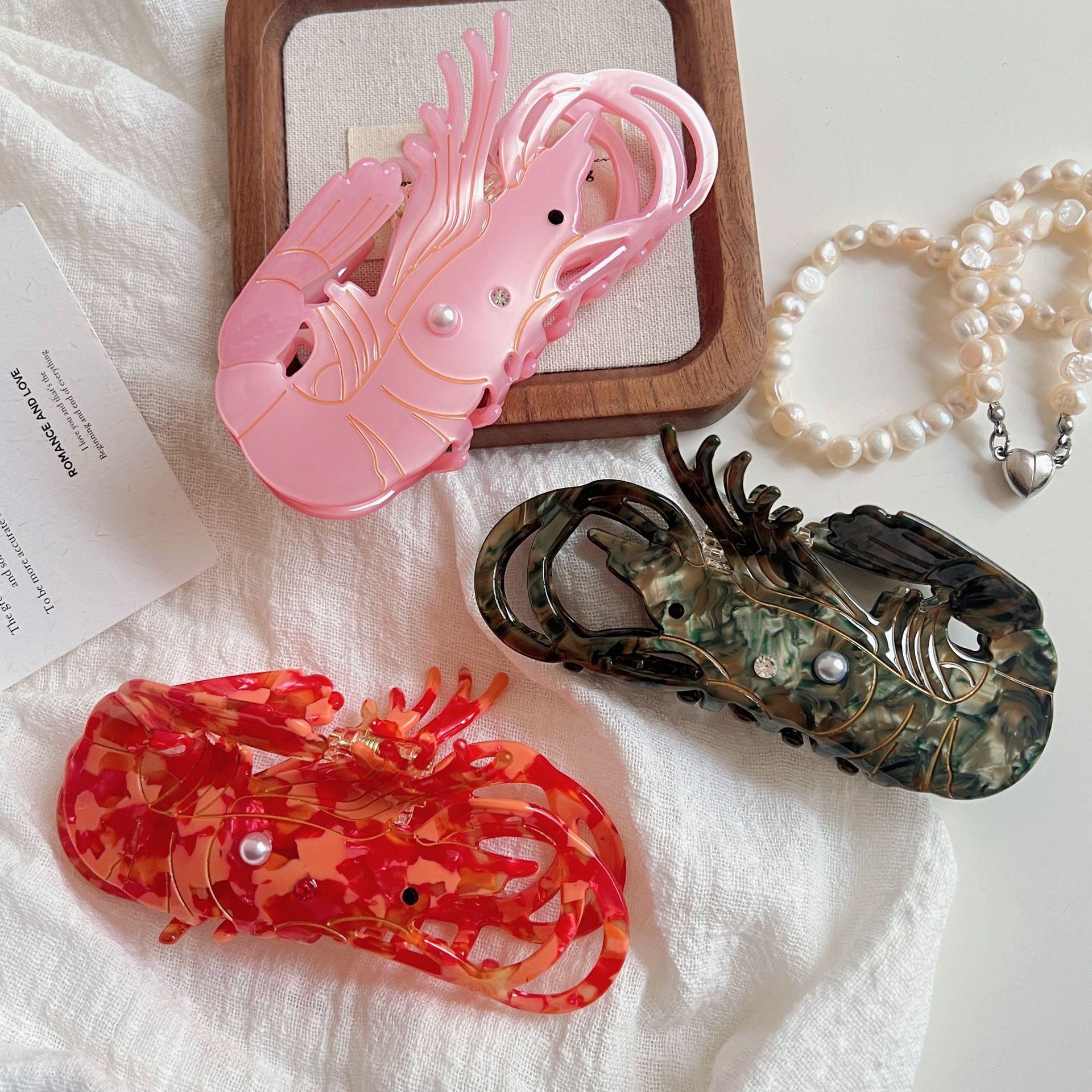 Lobster Pattern All Seasons Season Cute Marine Style Women's Lobster Acetic Acid Sheets Hair Claws