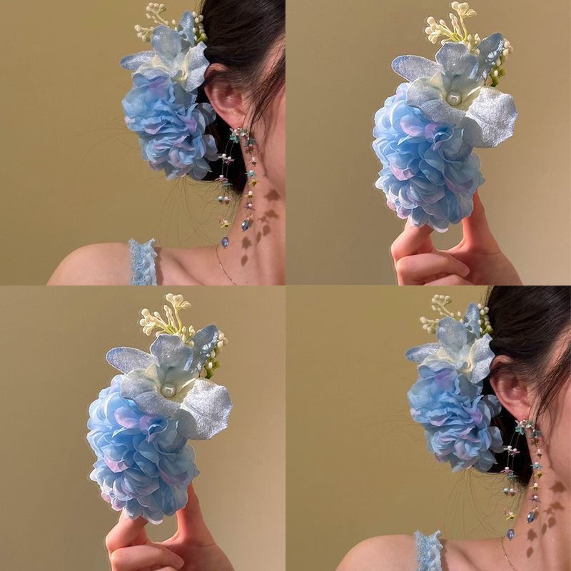 Bauhinia Butterfly! Early Spring Elegant Blue Flower Hairpin! Sweet Atmosphere Head Flower Side Clip Travel Hairpin