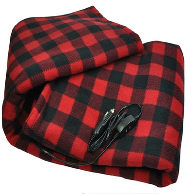 [Factory generation] car warm heating blanket 12v smoke plug high and low fashion lattice blanket car electric blanket (Other Automotive Interior Supplies) - black-red-plaid