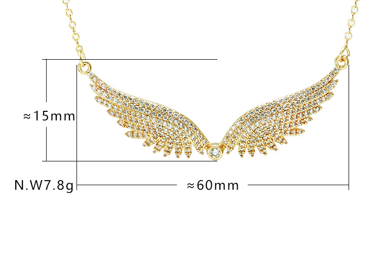 fashion copper goldplated zircon feather necklacepicture1