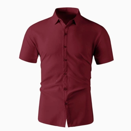 Foreign Trade Cross-Border Summer New Men's Short-Sleeved Shirt Korean Style Youth Business Casual Solid Color Simple Slim Fit Shirt