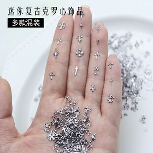 Retro Nail Art Punk Diablo Cross Love Ornaments Alloy Mixed Crowe Personalized Metal Nail Ornaments