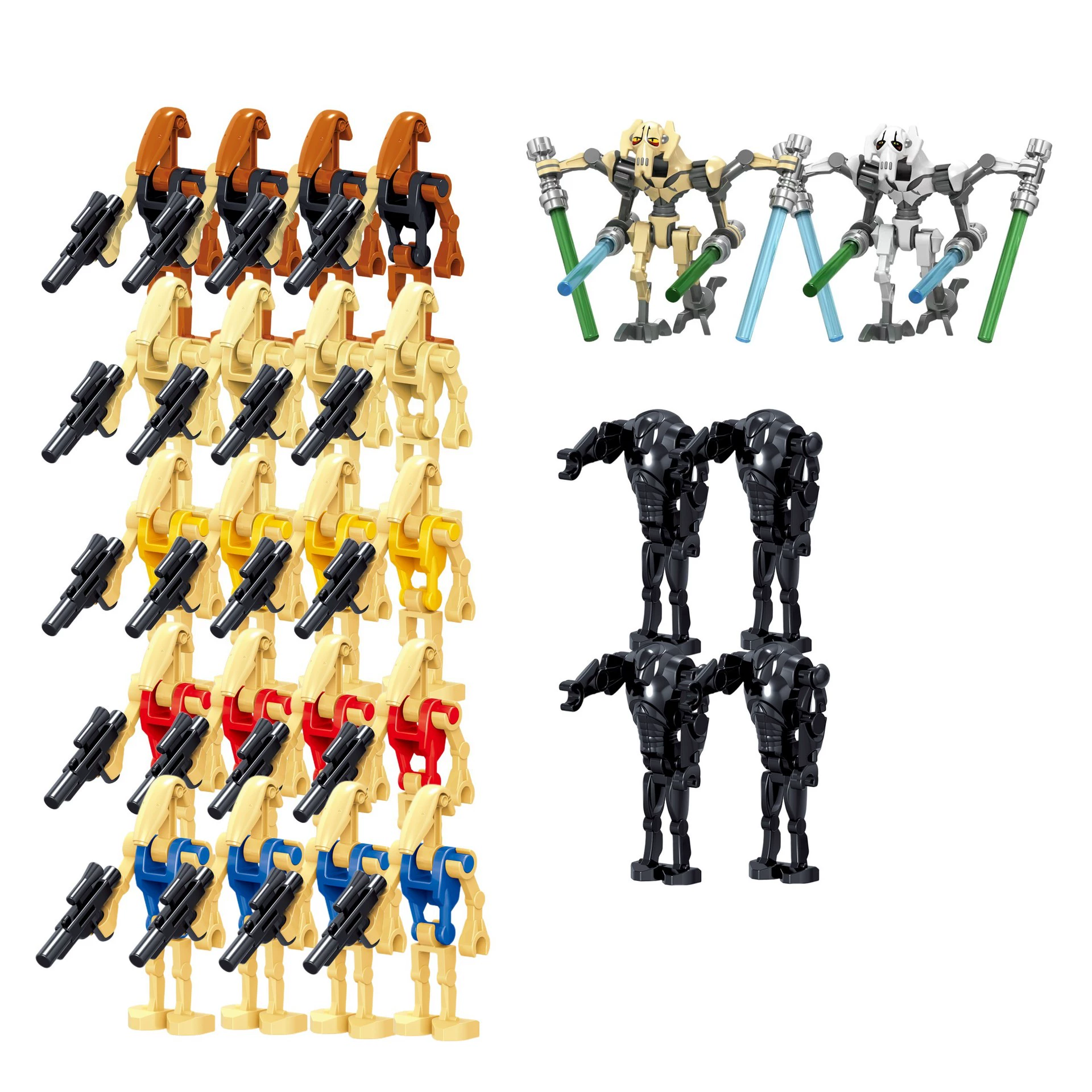 Minifigure set — assorted robot & soldier figures, mixed packs 8–120 pcs, combinable