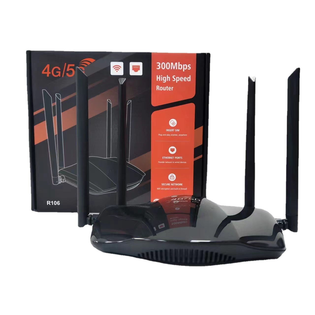 R106家用4G路由器无线 WiFi共LTE CPE共享网口4天线插SIM卡router