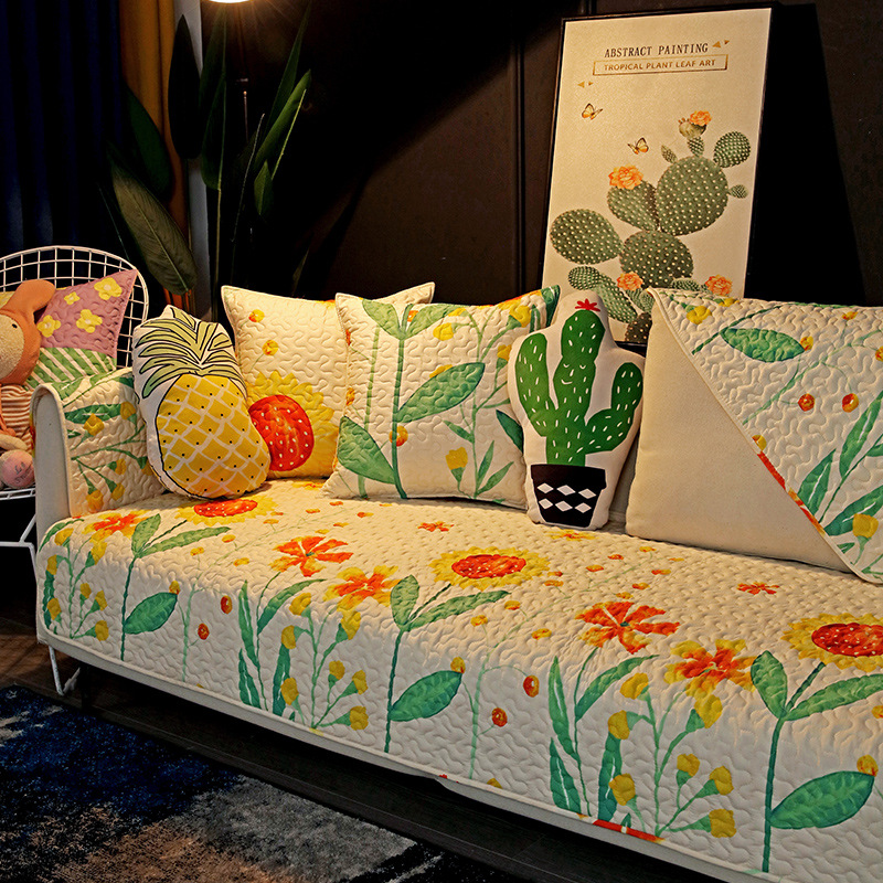 沙发垫四季通用全棉布艺防滑坐垫简约现代实木北欧沙发套沙发巾罩|ms