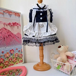 可牵引宠物猫可爱猫咪黑色衣服春夏宠物狗生日写真洋装洛丽塔女仆