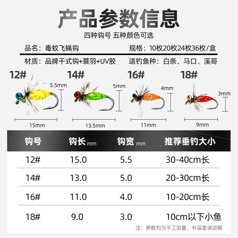 Nueva Segunda Generación venenosa mosquito mosca gancho traje micro objeto Luya cebo caballo boca pesca Grupo pelo gancho venenoso insecto blanco tira de comida tira cebo falso