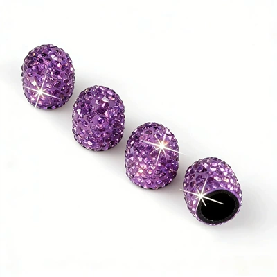 with Rhinestones, Ceramic Full Diamond: valve - lotus-purple-diamond-pack-of-4