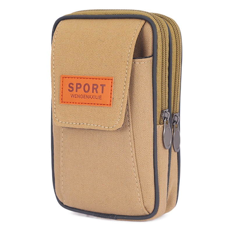 Men's Waist Bag for Outdoor Sports, Can Be Worn with a Belt, Canvas Bag, Multifunctional Mobile Phone Coin Purse, Wear-Resistant Waist Bag for Middle-Aged and Elderly People