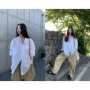 气质宽松精梳长袖白衬衫