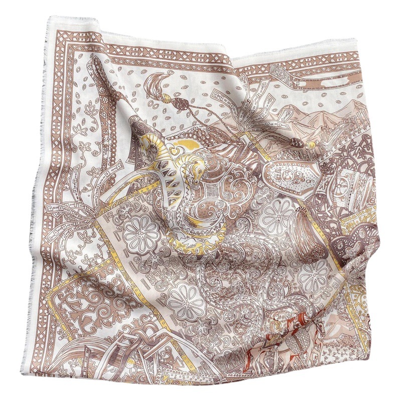 Luz de lujo leche albaricoque Otoño e Invierno caballo borla gran bufanda cuadrada elegante todo partido impreso cálido chal decorativo ventas directas de la fábrica