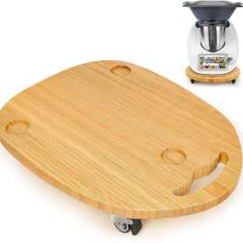 木质滑动式托盘家用带滚轮家用咖啡机底座实木台面搅拌机置物架