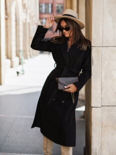 E 10771 Long Sleeve Belted Wool Coat �L�佉��ë������ ��