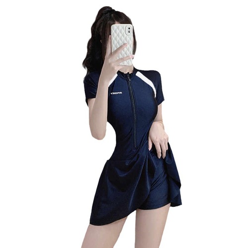 Swimsuit women's one-piece sports simple new dress conservative hot spring swimsuit slimming resort swimsuit