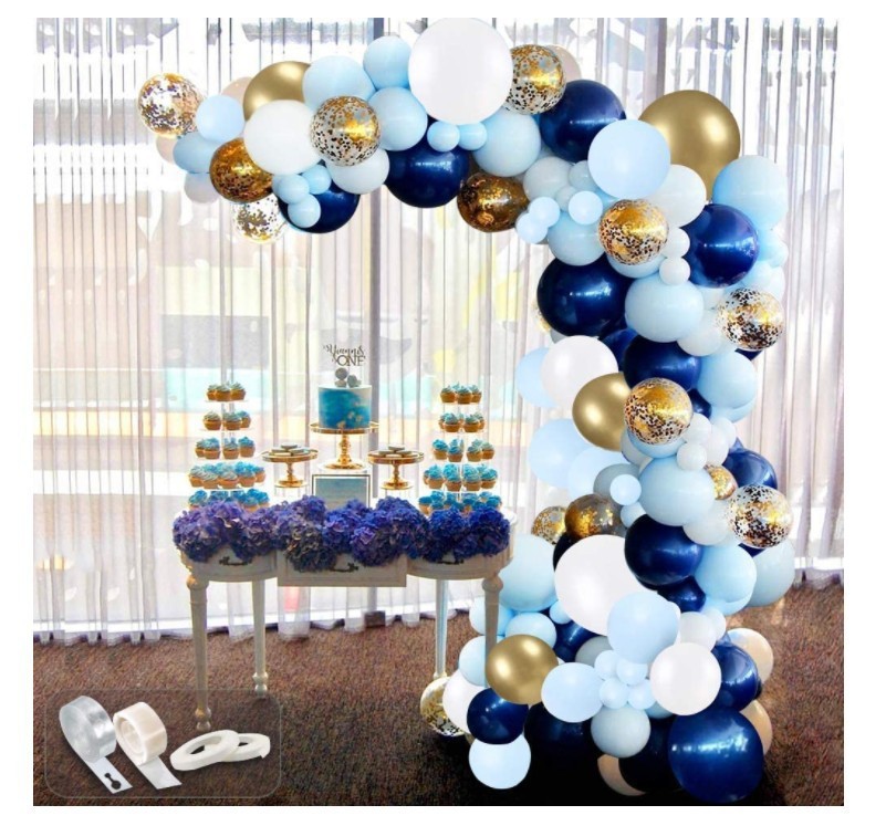 Transfronterizo azul marino platino látex confeti globo traje cumpleaños boda bienvenida bebé fiesta decoración suministros