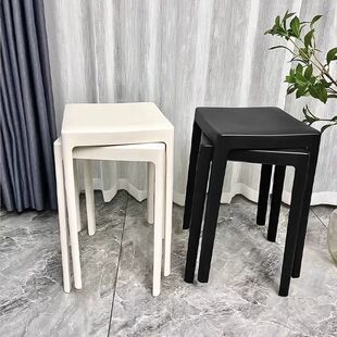 Plastic Stool for Home Use, Thickened and Stackable, Suitable for Dining Room, Spare Stool, Dining Table High Stool, Simple Square Stool, Plastic Chair