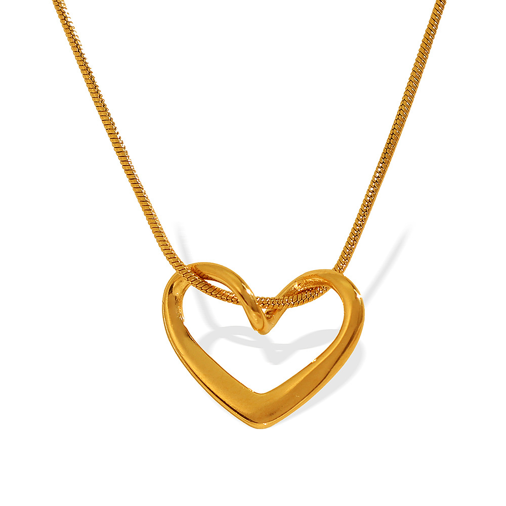 1 Piece Simple Series Simple Heart Stainless Steel 18K Gold Plated Women Pendant Necklaces h5Picture8
