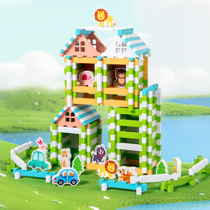 Wooden Cross-border Children Luban Mortise and Tenon Structure Building Blocks Early Education Construction Assembled Construction Hands-on Wooden Educational Toys