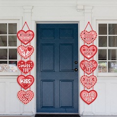 Cross-border Valentine's Day Banner, Love Heart Door Hanger, Valentines Day Wedding Party Decoration Hanging Banner