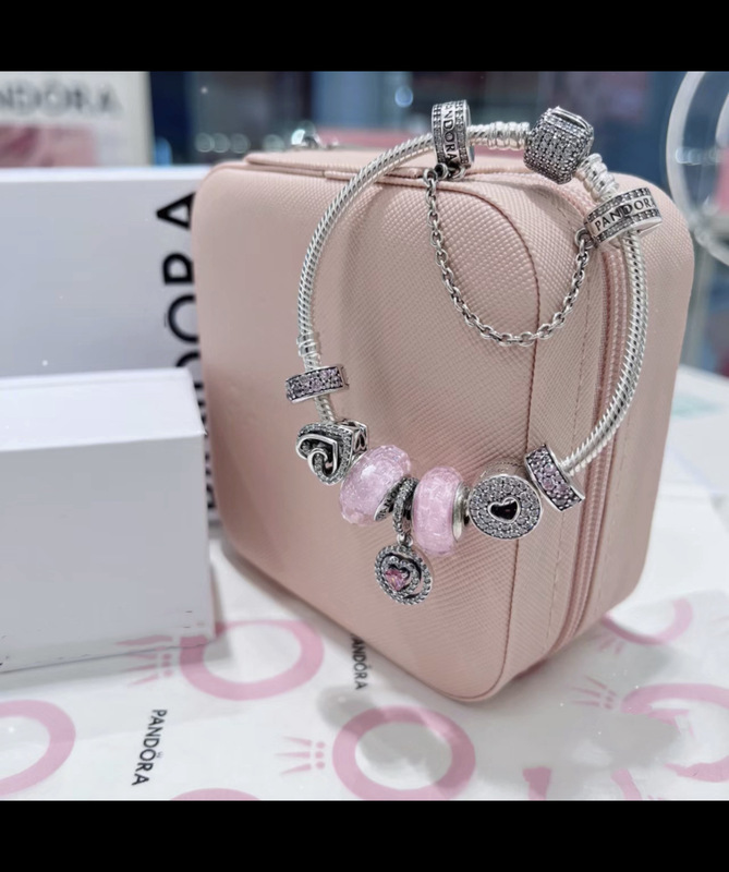 Pandora S925 Sterling Silver Bracelet for Women Beaded DIY Loose Beads Bead Pendant Pink Girl Bracelet Bracelet
