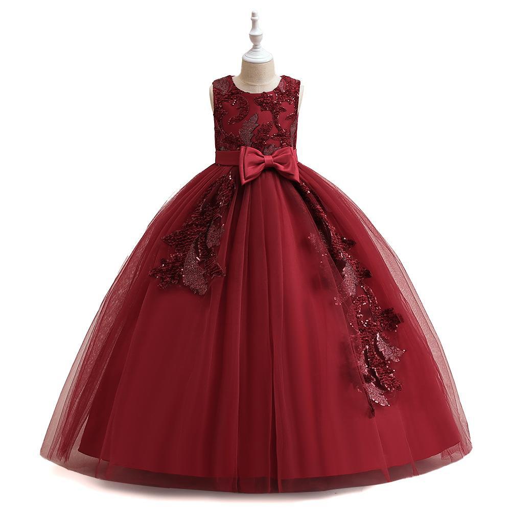 2024 nuevos niños vestido de malla princesa vestido niñas vestido largo anfitrión pasarela fiesta transfronteriza exclusivo