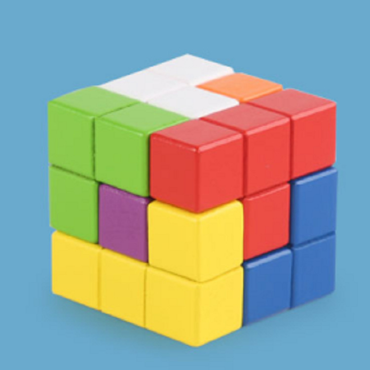 Weiweihu Cubo de Rubik ruso de madera para niños Entrenamiento de pensamiento Cubo Soma tridimensional Conjunto de bloques de construcción de juguetes educativos