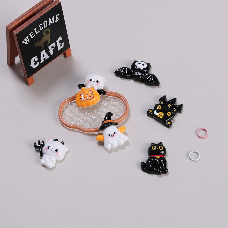 樹脂部品アニメ手作りdiyアクセサリークリーム髪クリップ穴靴ボタンかわいいハロウィーンコウモリ|undefined