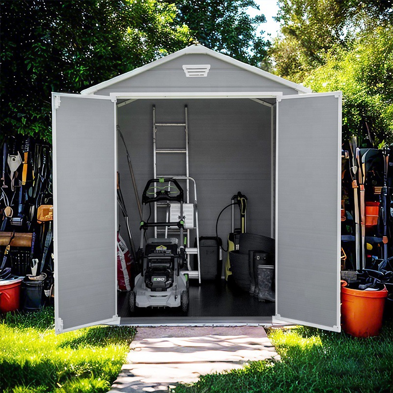 Jardín transfronterizo al aire libre patio sala de almacenamiento de herramientas de plástico móvil fácil de ensamblar casa de almacenamiento de basura verde