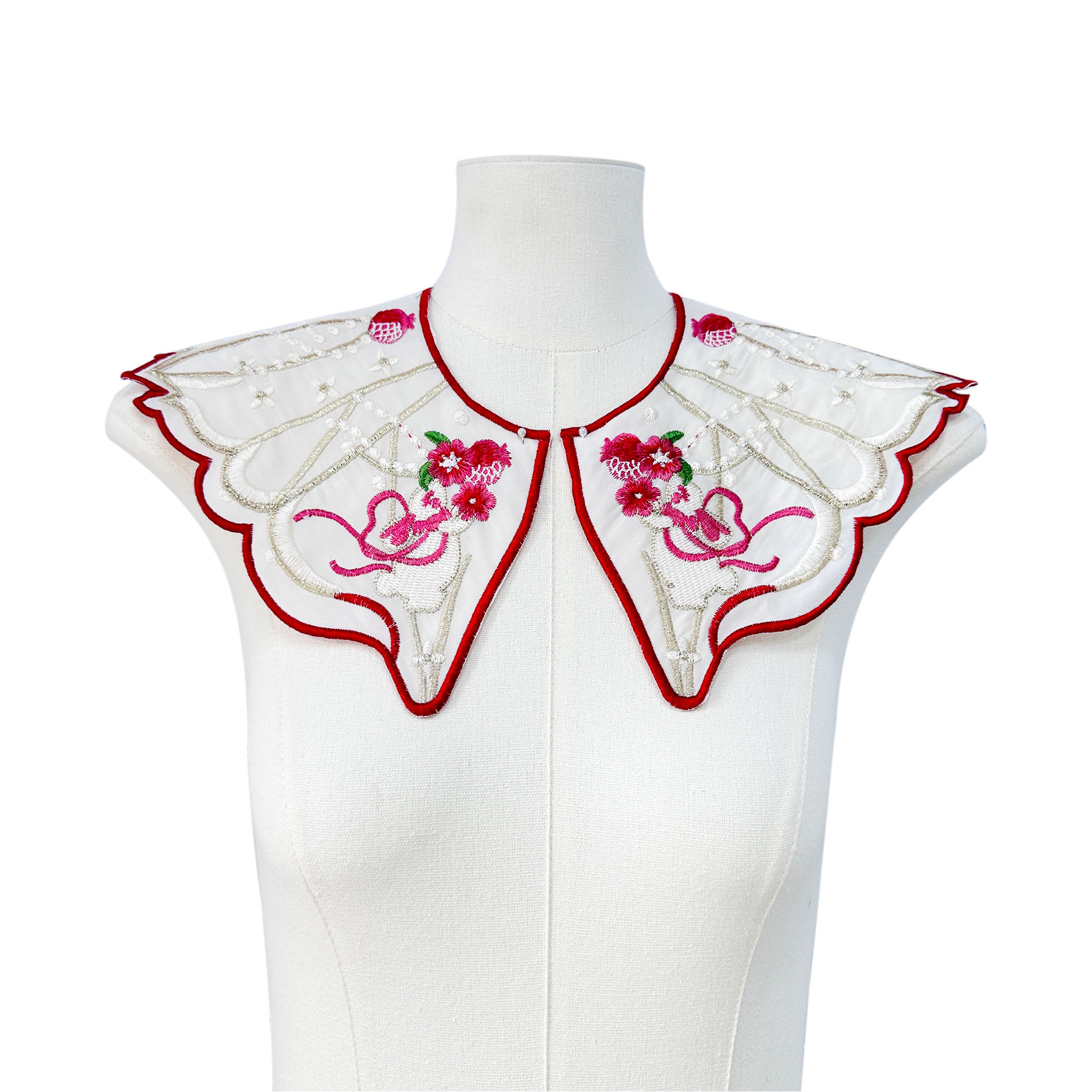 Venta caliente chino retro hanfu caballo cara falda nube hombro mujeres collar flor accesorios niños bordado de color a juego falso collar image 19
