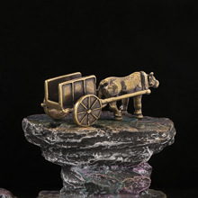 古黄铜牛拉车桌面摆件工艺品摆件茶宠茶几桌面摆件摆饰装饰品批发