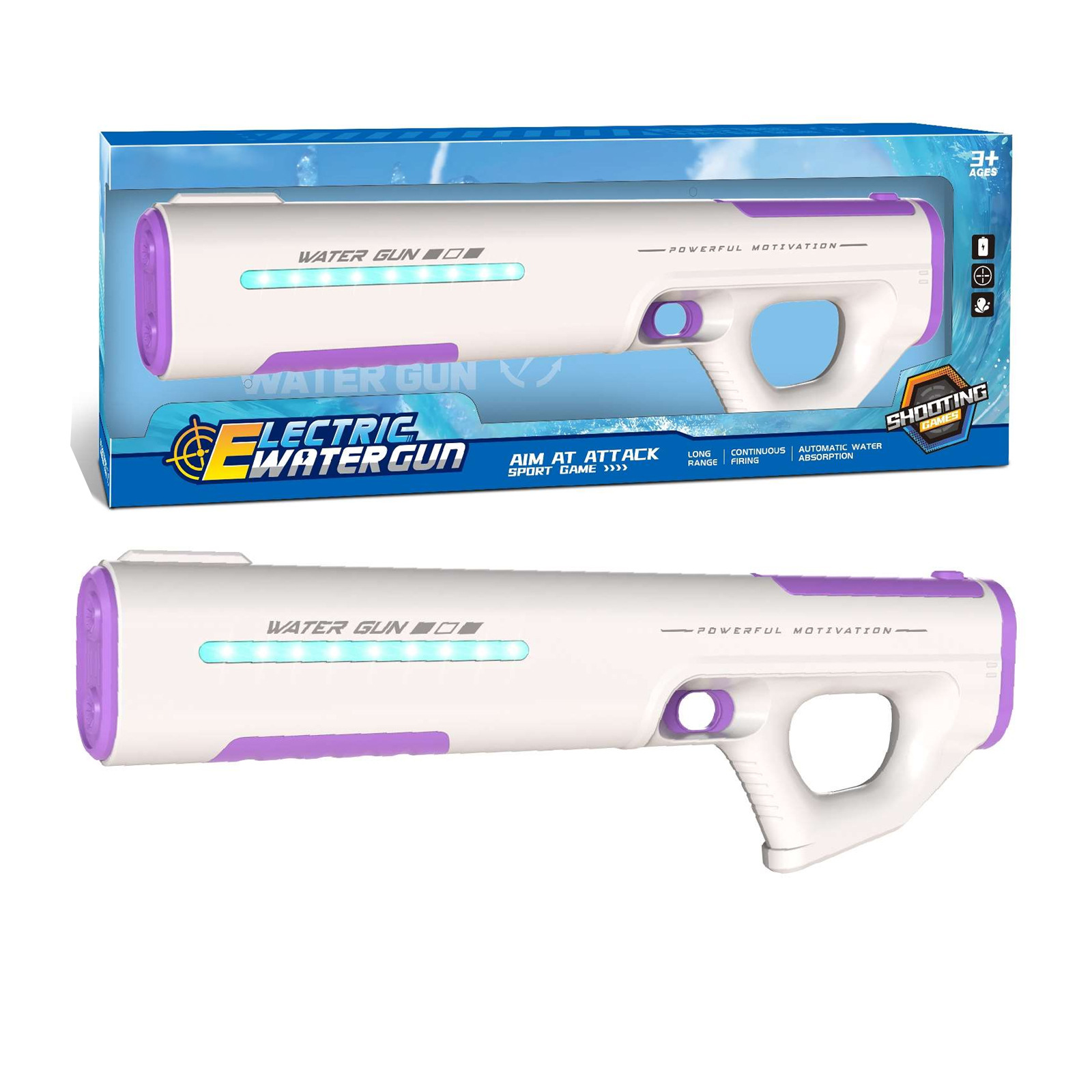 Pistola de agua eléctrica, juguete para niños, marquesina, agua rápida, chorro de agua, pistola de agua de alta presión y potente disparo