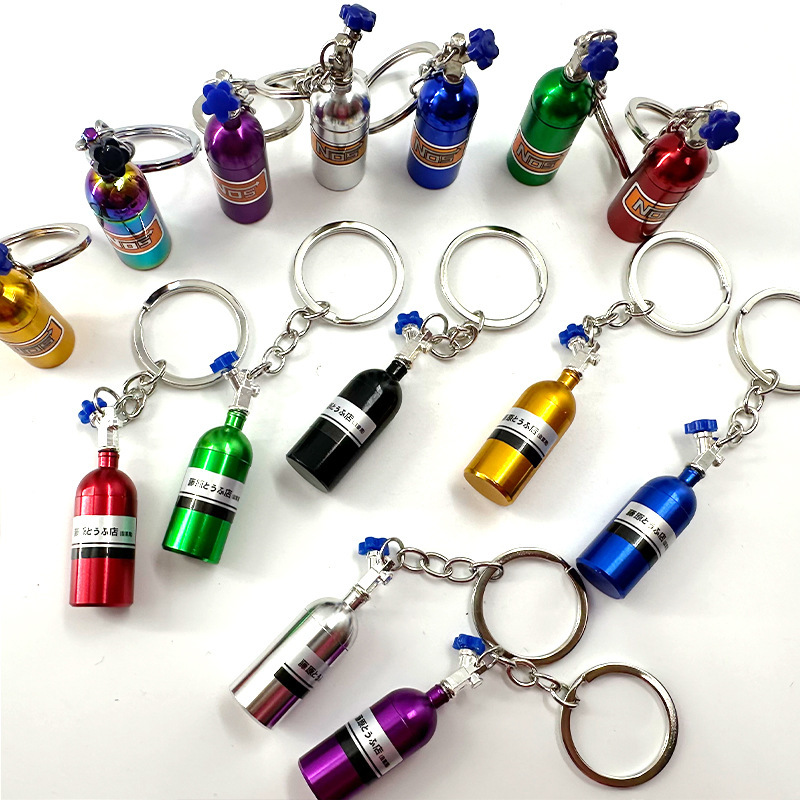 Cross-border e-commerce NOS nitrogen acceleration bottle metal JDM keychain pendant car modification parts key chain Cross-border e-commerce NOS nitrogen acceleration bottle metal JDM keychain pendant car modification parts key chain