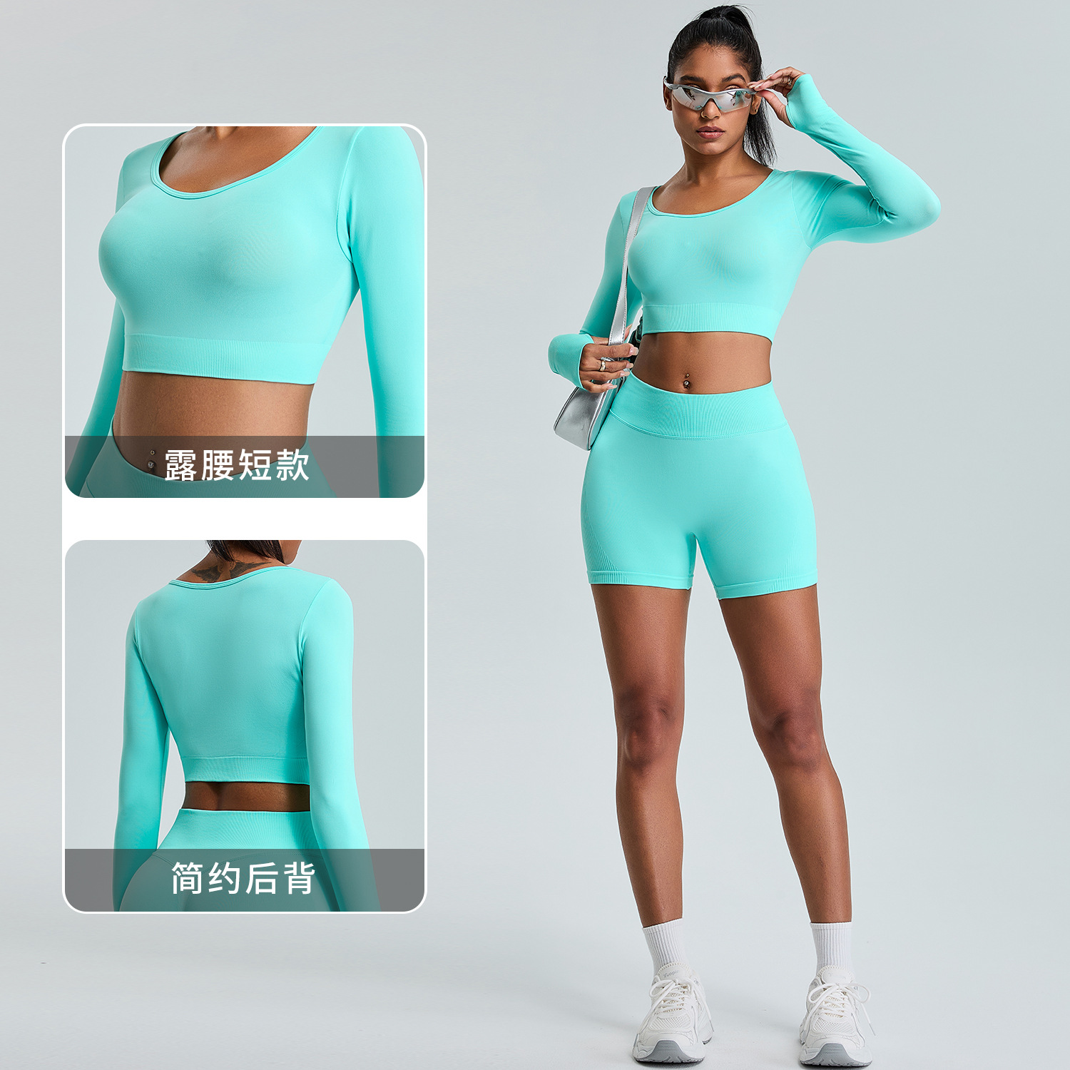 Otoño y invierno nuevo vestido de yoga de manga larga sin costuras, camiseta deportiva de alta calidad de mujer, ropa de fitness de secado rápido transpirable